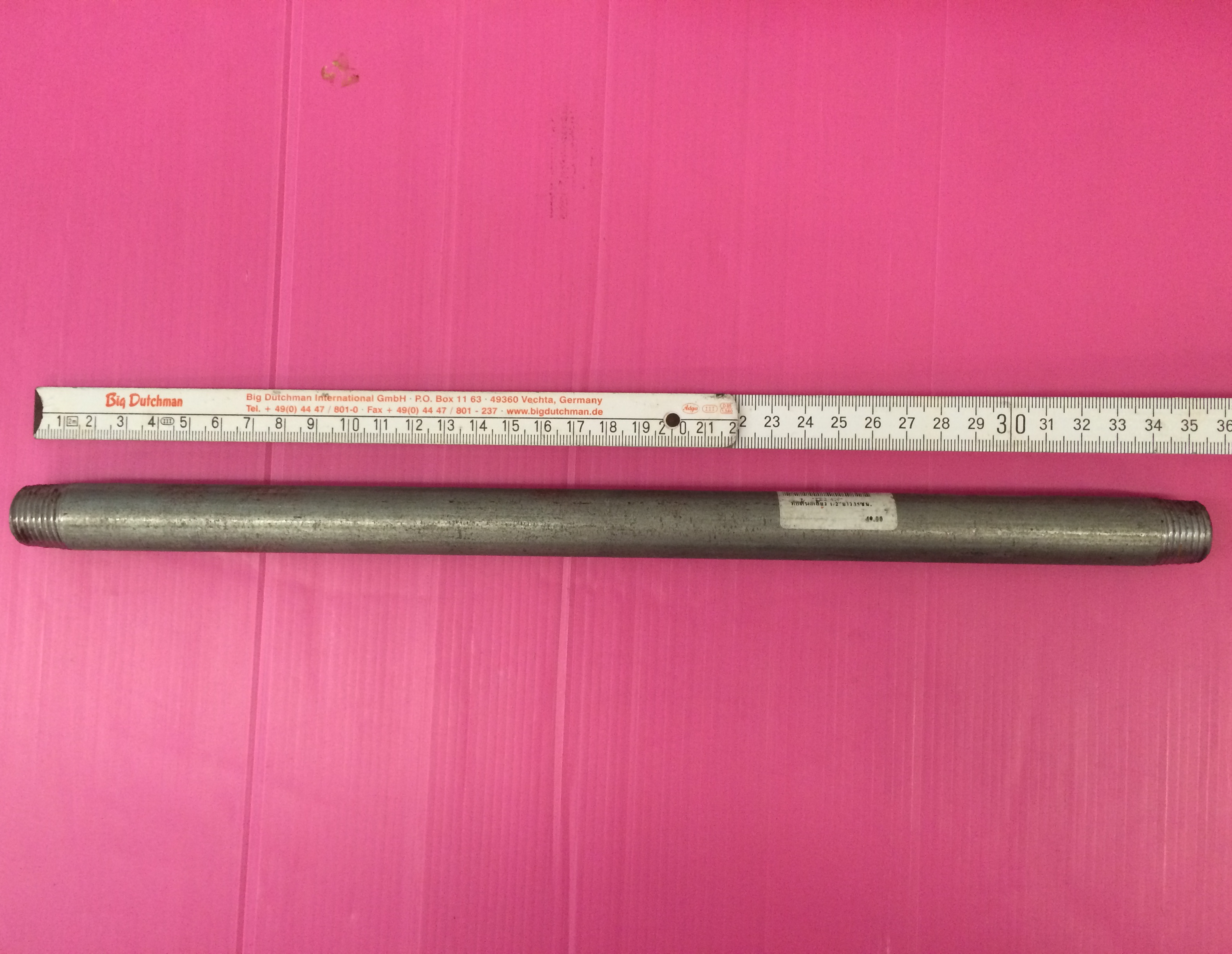 Pipe 1/2" galv. threaded (THK. 2.88) x 1200 mm. (blue type)